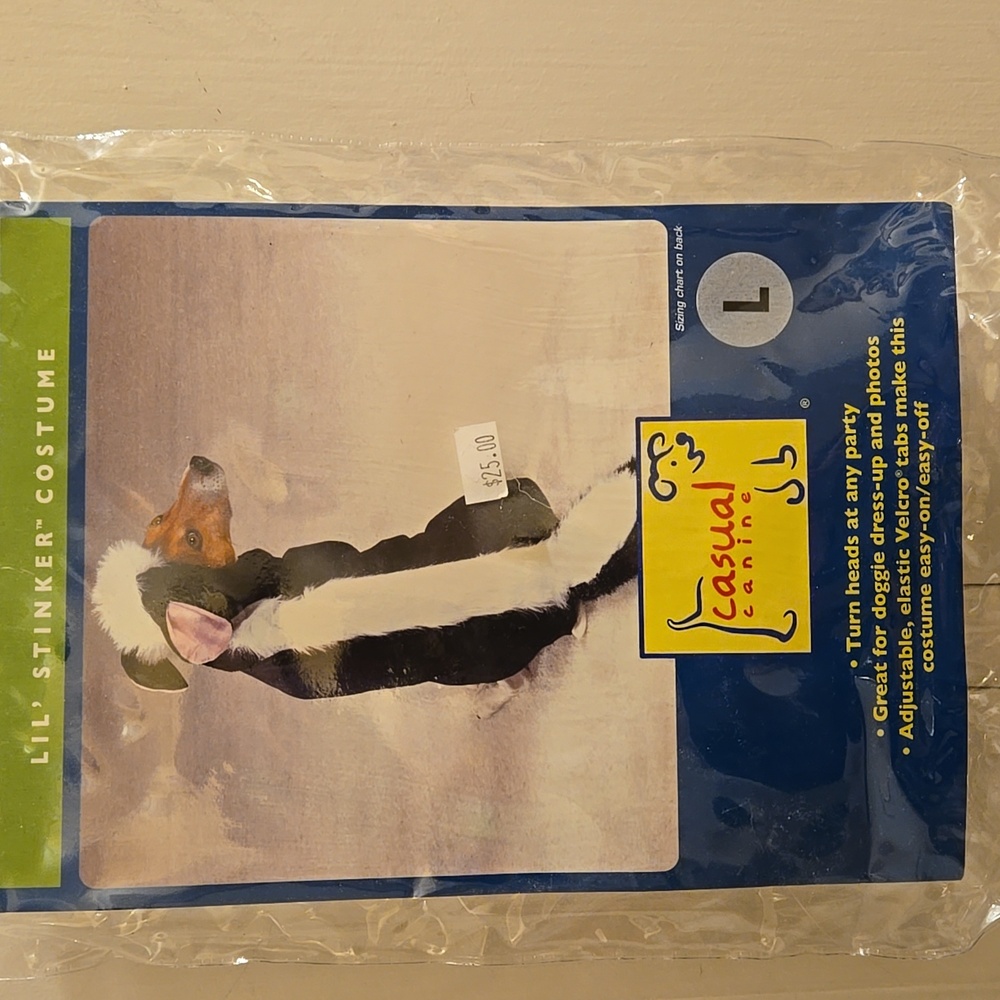 NWT Casual Canine skunk dog costume Sz L